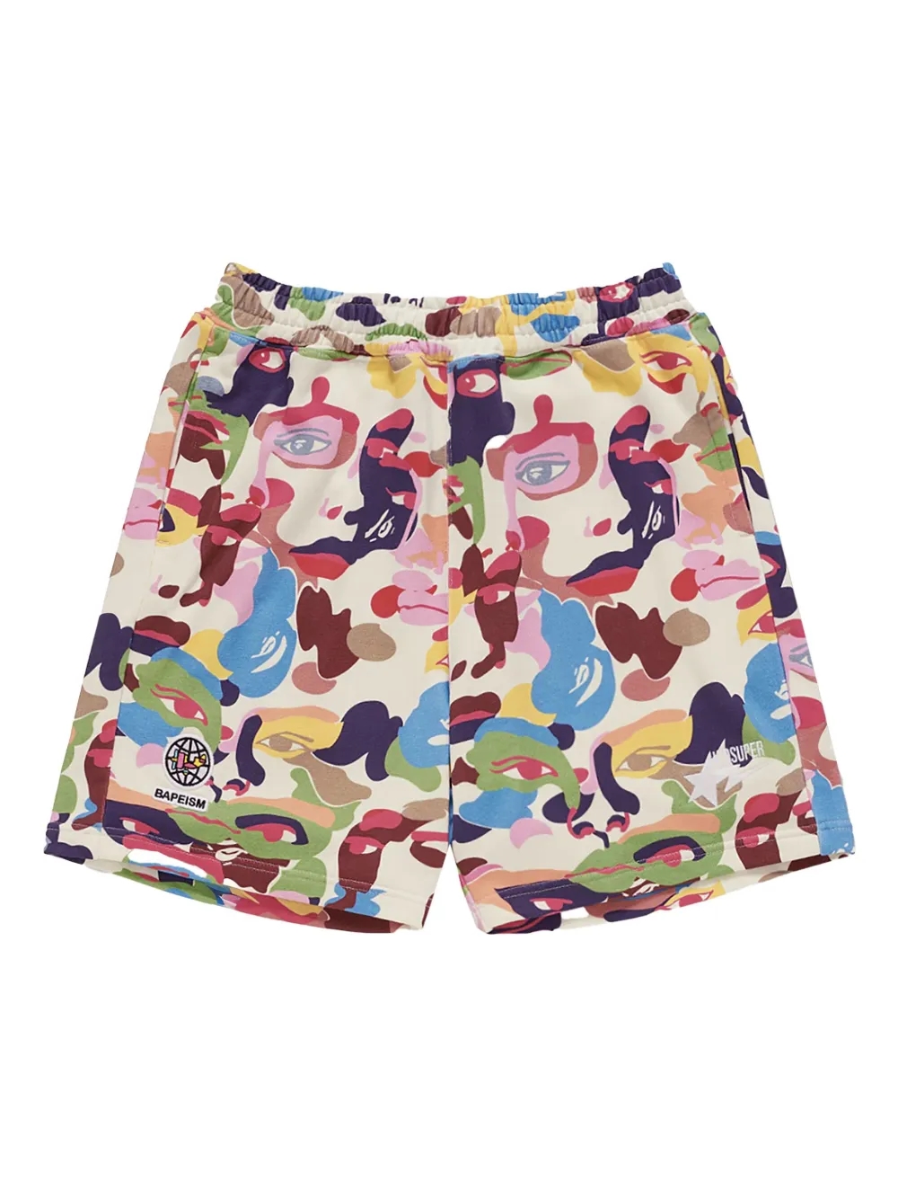 A BATHING APE x KIDSUPER camouflage-print track shorts