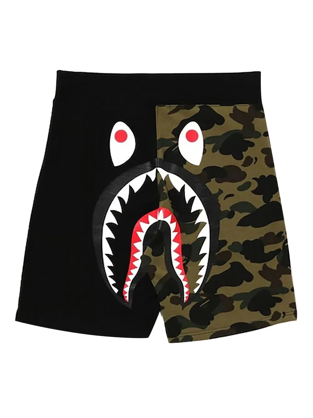 A BATHING APE shark camouflage sweat shorts